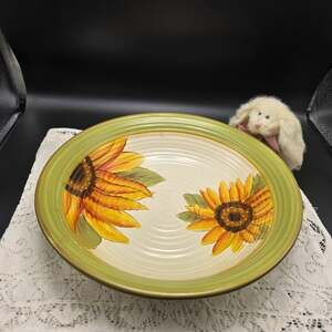 Clay Art Sunflower Stonelite Serving Bowl 13'